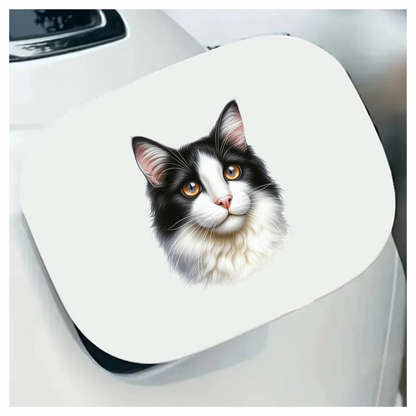 Black White Cat With Orange Eyes Vinyl Sticker Decal