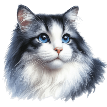 Gray White Cat With Blue Eyes Vinyl Sticker Decal