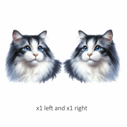 Gray White Cat With Blue Eyes Vinyl Sticker Decal