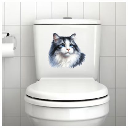 Gray White Cat With Blue Eyes Vinyl Sticker Decal