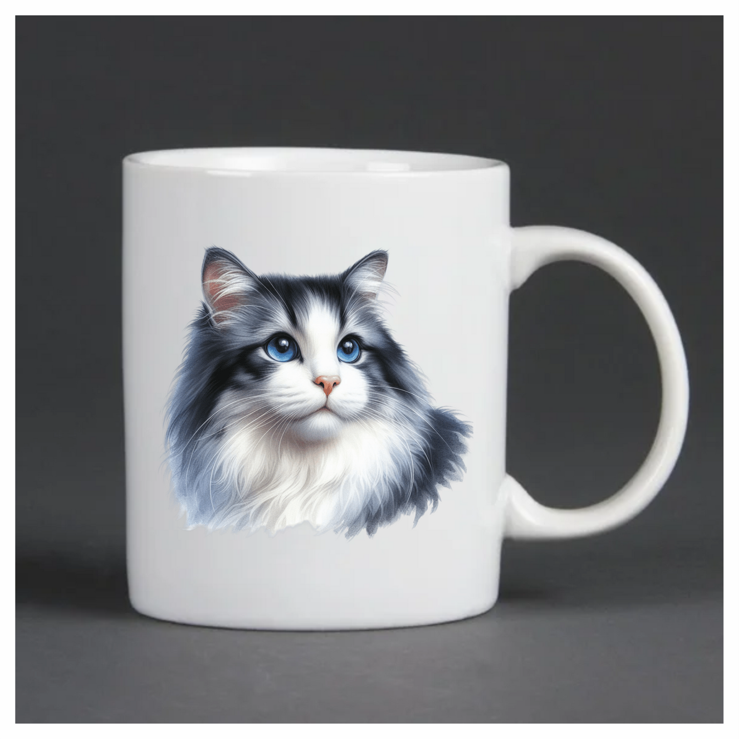 Gray White Cat With Blue Eyes Vinyl Sticker Decal