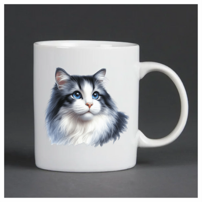 Gray White Cat With Blue Eyes Vinyl Sticker Decal