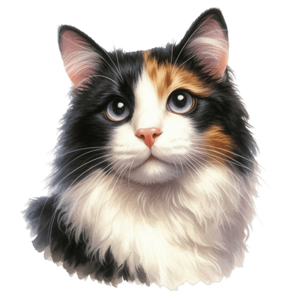 Black White Calico Cat With Eyes Vinyl Sticker Decal