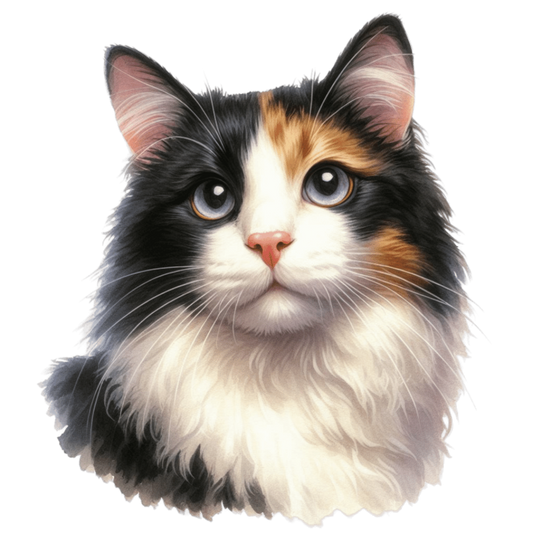 Black White Calico Cat With Eyes Vinyl Sticker Decal