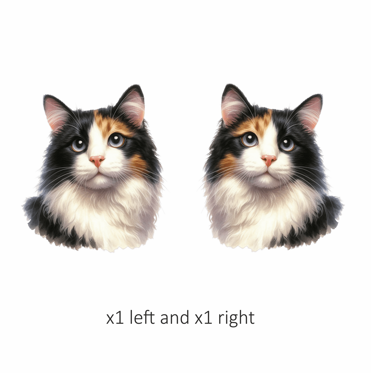 Black White Calico Cat With Eyes Vinyl Sticker Decal