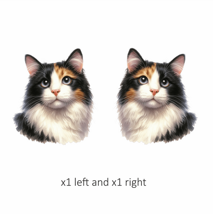 Black White Calico Cat With Eyes Vinyl Sticker Decal