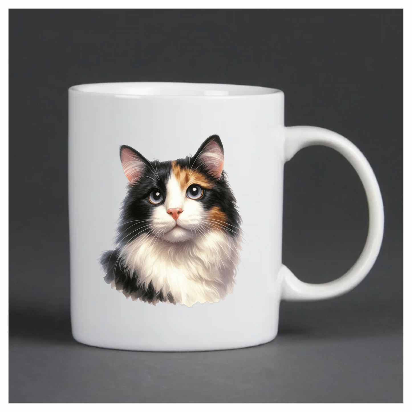 Black White Calico Cat With Eyes Vinyl Sticker Decal