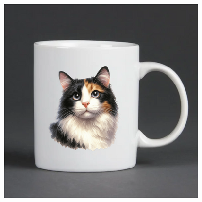 Black White Calico Cat With Eyes Vinyl Sticker Decal