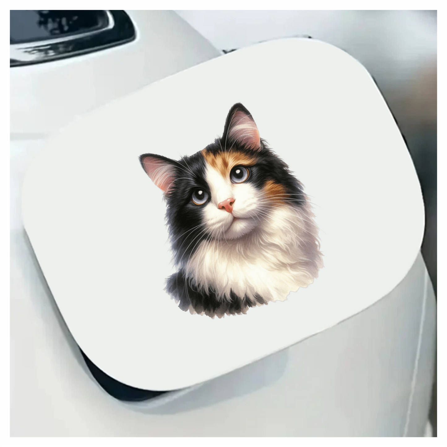 Black White Calico Cat With Eyes Vinyl Sticker Decal