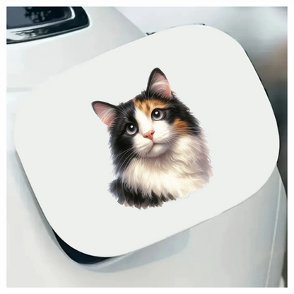 Black White Calico Cat With Eyes Vinyl Sticker Decal