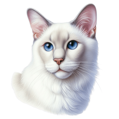 White Siamese Cat With Blue Eyes Vinyl Sticker Decal