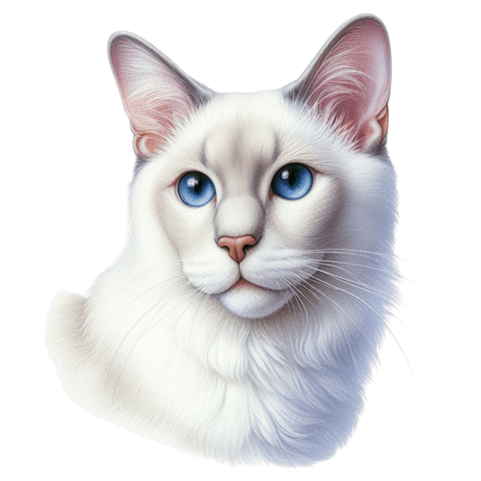 White Siamese Cat With Blue Eyes Vinyl Sticker Decal