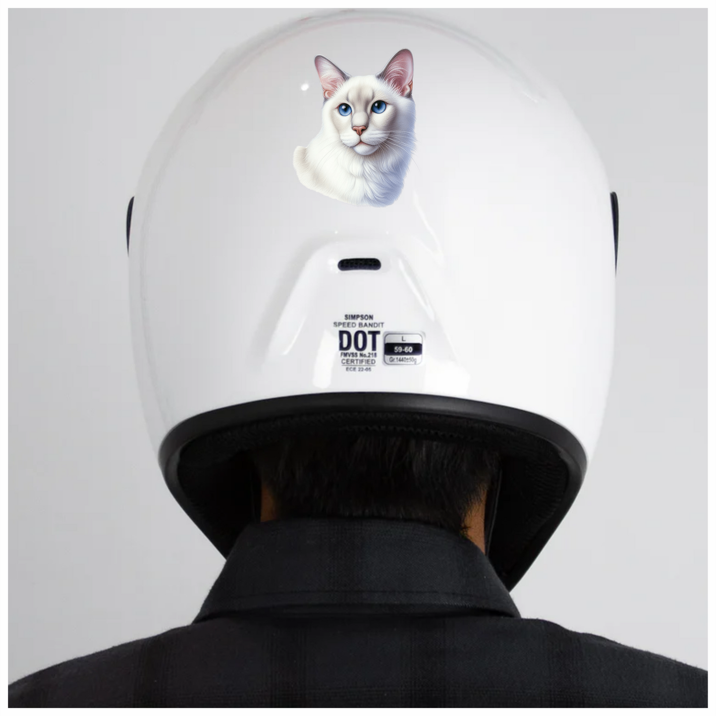 White Siamese Cat With Blue Eyes Vinyl Sticker Decal
