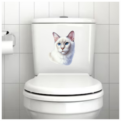 White Siamese Cat With Blue Eyes Vinyl Sticker Decal