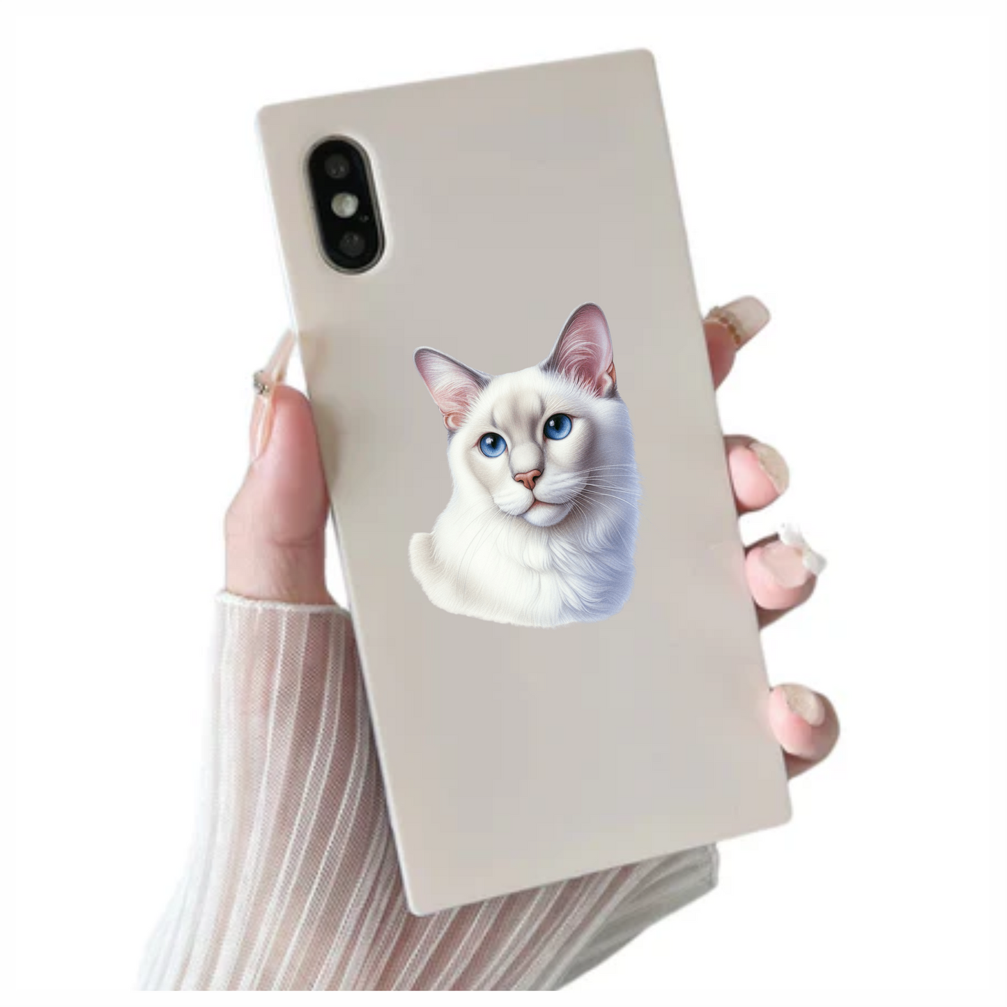 White Siamese Cat With Blue Eyes Vinyl Sticker Decal