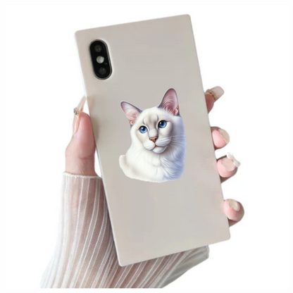 White Siamese Cat With Blue Eyes Vinyl Sticker Decal