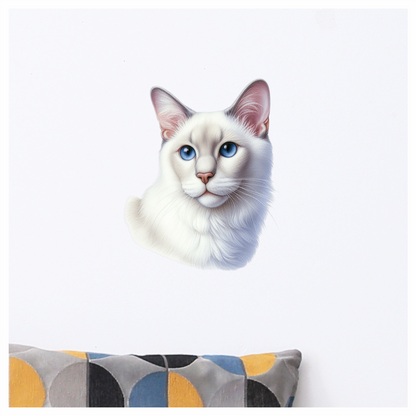 White Siamese Cat With Blue Eyes Vinyl Sticker Decal