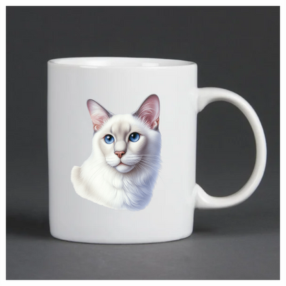 White Siamese Cat With Blue Eyes Vinyl Sticker Decal