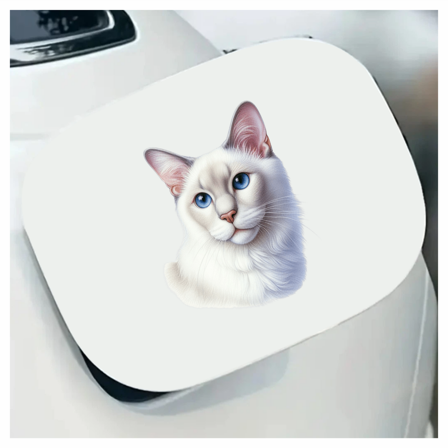 White Siamese Cat With Blue Eyes Vinyl Sticker Decal