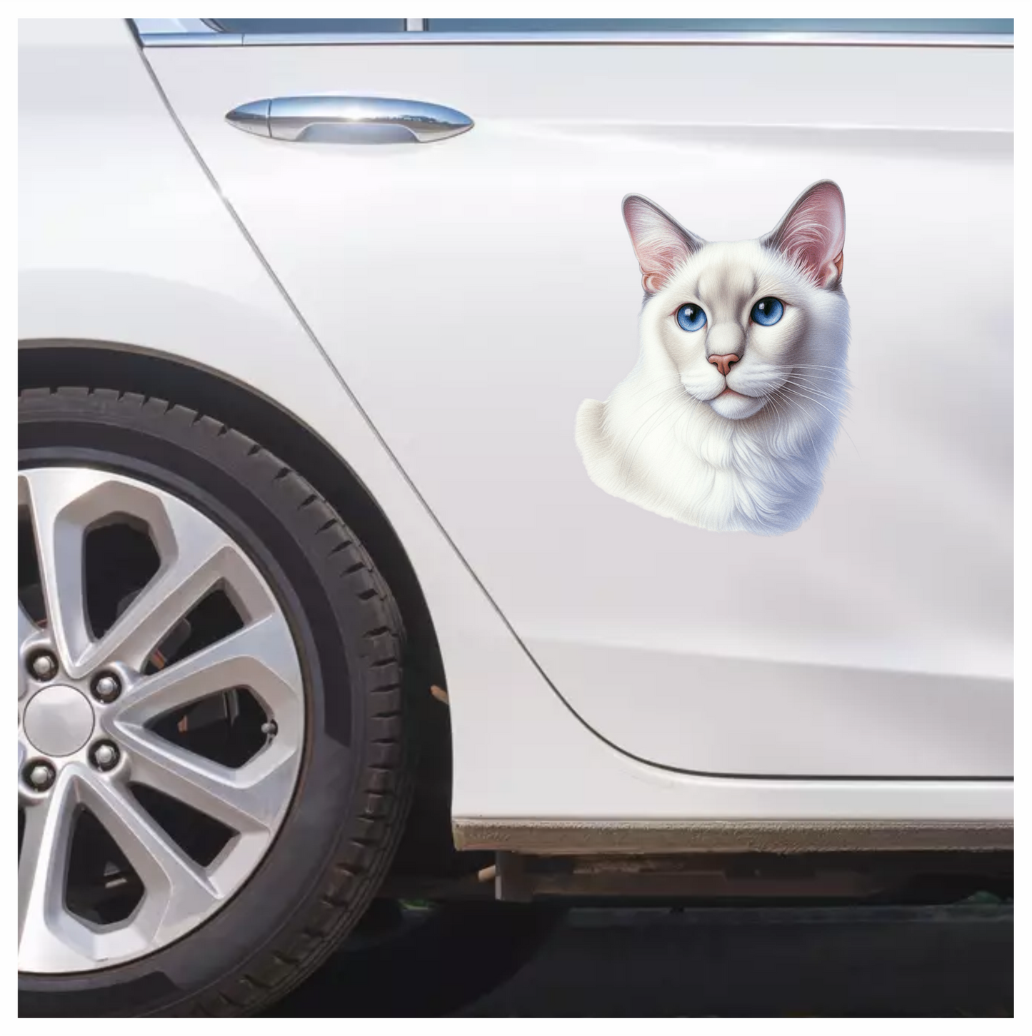White Siamese Cat With Blue Eyes Vinyl Sticker Decal