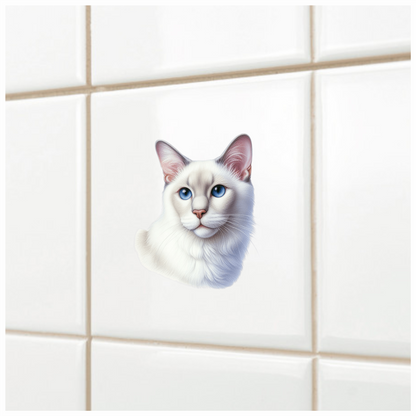 White Siamese Cat With Blue Eyes Vinyl Sticker Decal