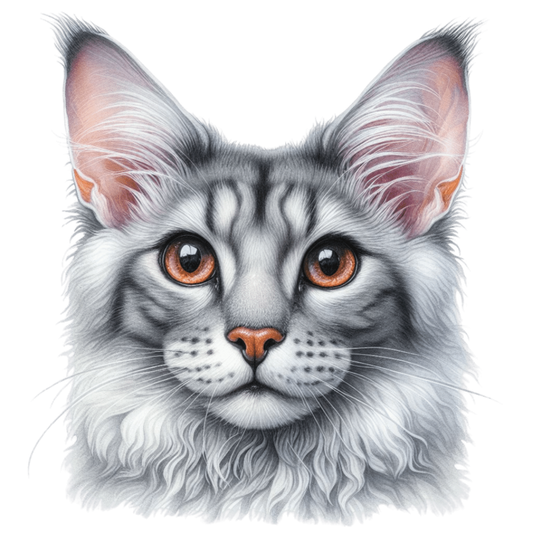 Gray Maine Coon Cat With Orange Eyes Vinyl Sticker Decal