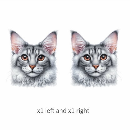 Gray Maine Coon Cat With Orange Eyes Vinyl Sticker Decal