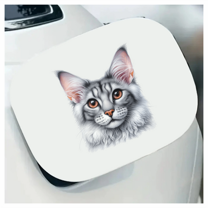 Gray Maine Coon Cat With Orange Eyes Vinyl Sticker Decal
