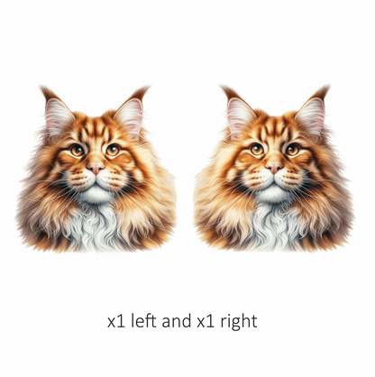 Orange Maine Coon Cat With Golden Eyes Vinyl Sticker Decal