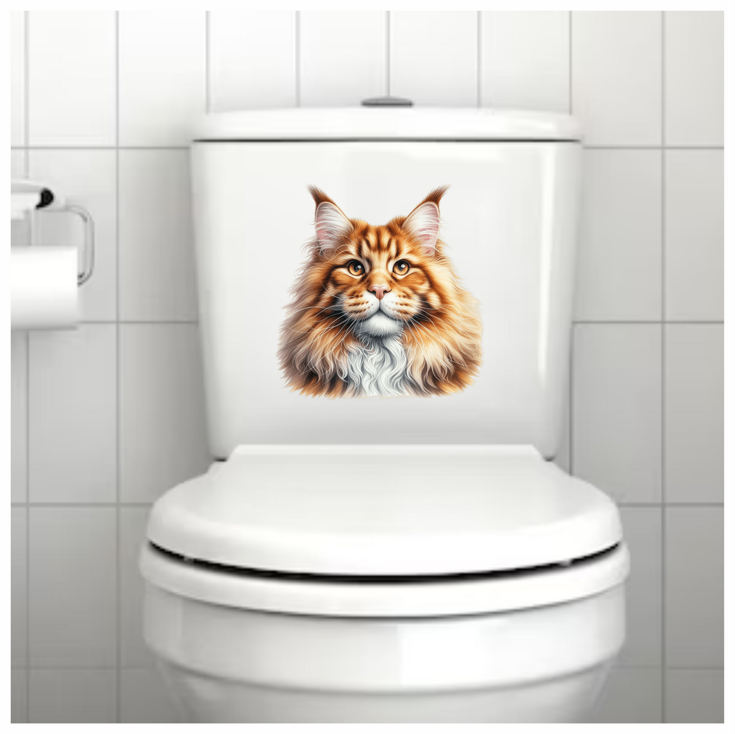 Orange Maine Coon Cat With Golden Eyes Vinyl Sticker Decal