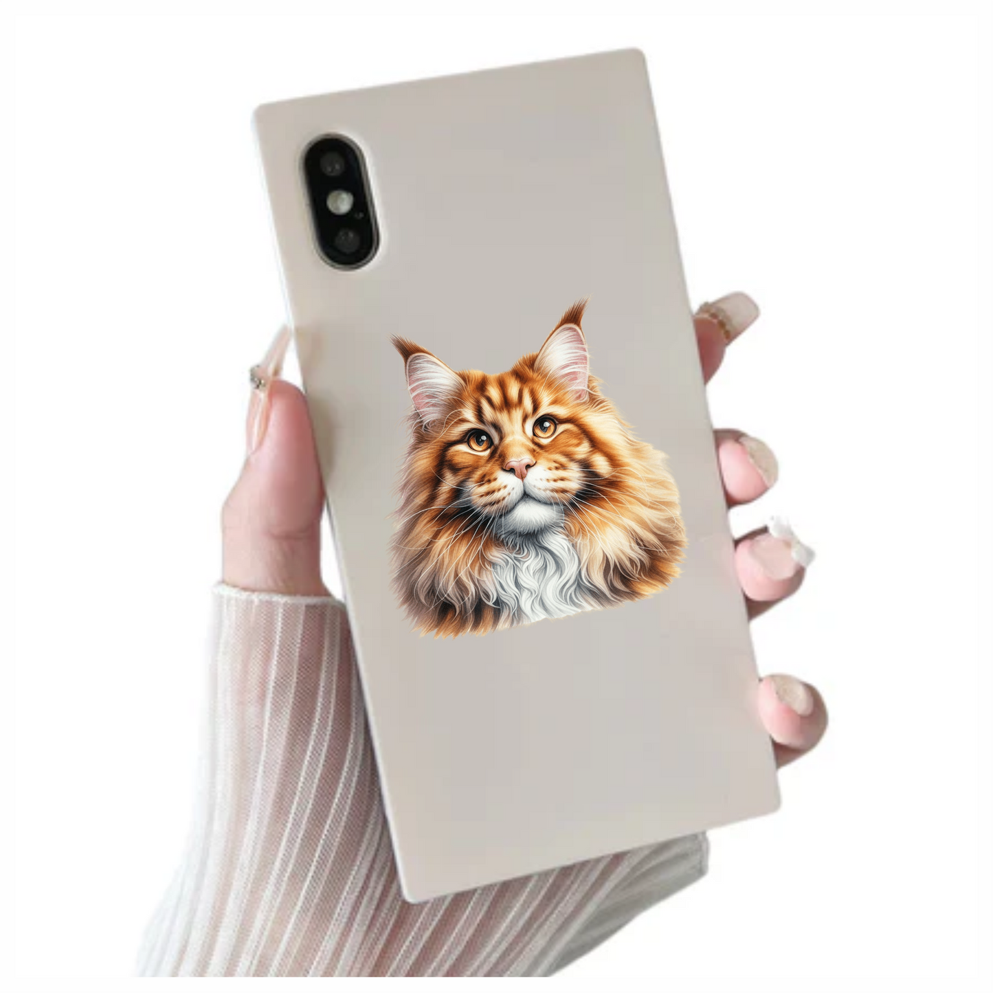 Orange Maine Coon Cat With Golden Eyes Vinyl Sticker Decal