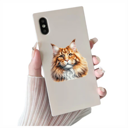 Orange Maine Coon Cat With Golden Eyes Vinyl Sticker Decal