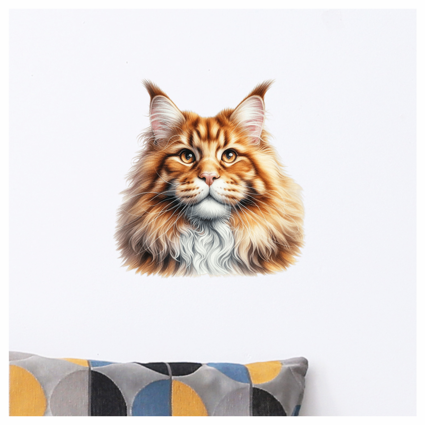 Orange Maine Coon Cat With Golden Eyes Vinyl Sticker Decal