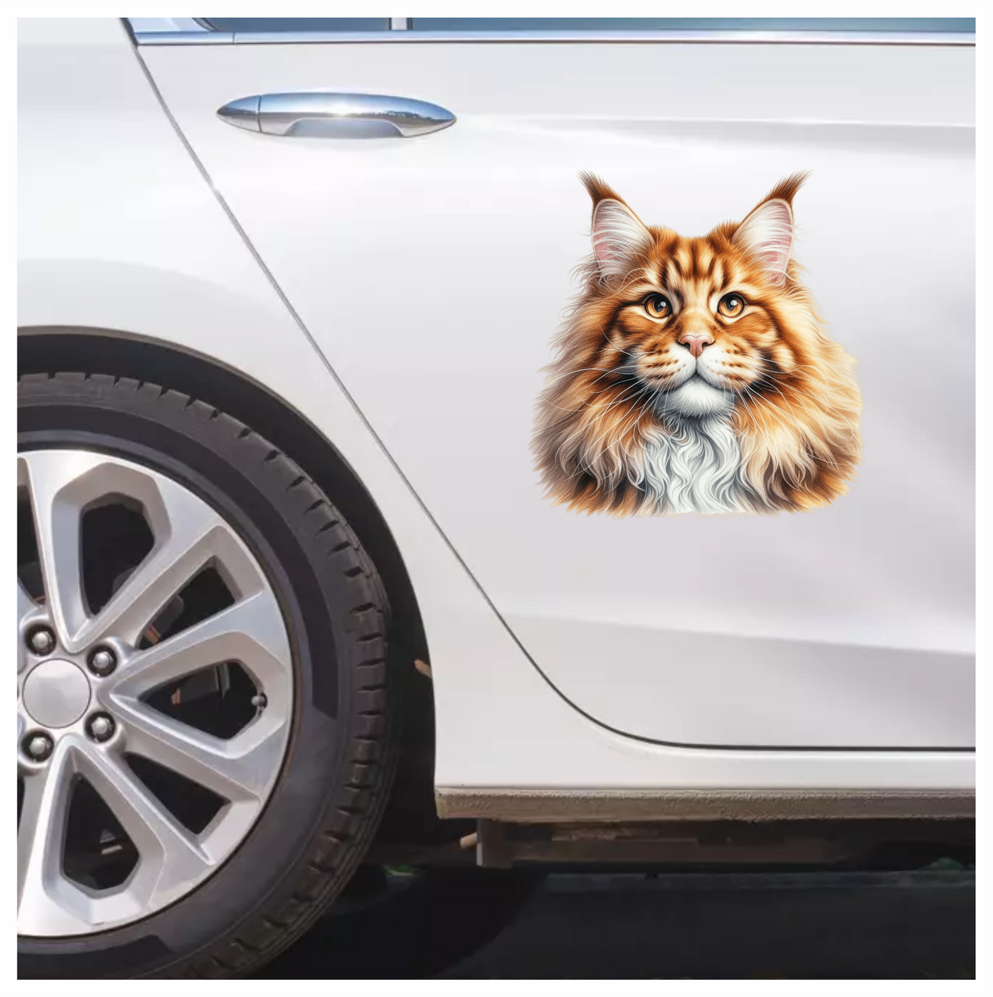 Orange Maine Coon Cat With Golden Eyes Vinyl Sticker Decal