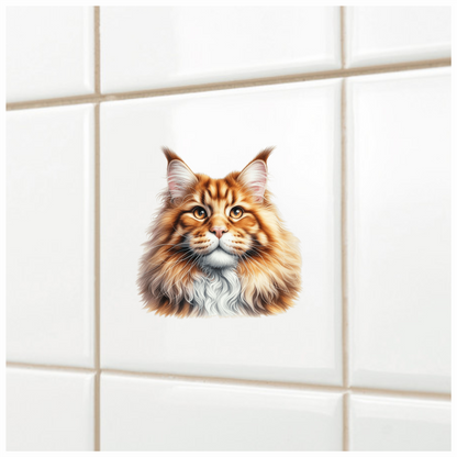Orange Maine Coon Cat With Golden Eyes Vinyl Sticker Decal