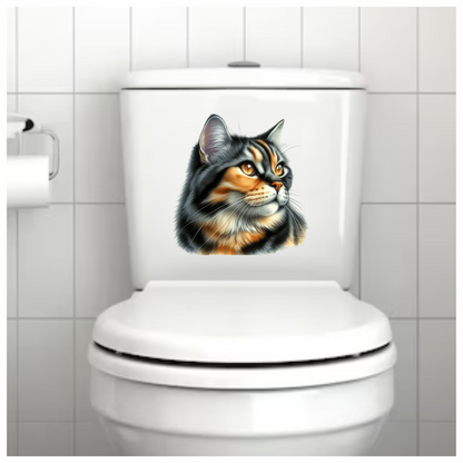 Black Tabby Cat With Golden Eyes Vinyl Sticker Decal