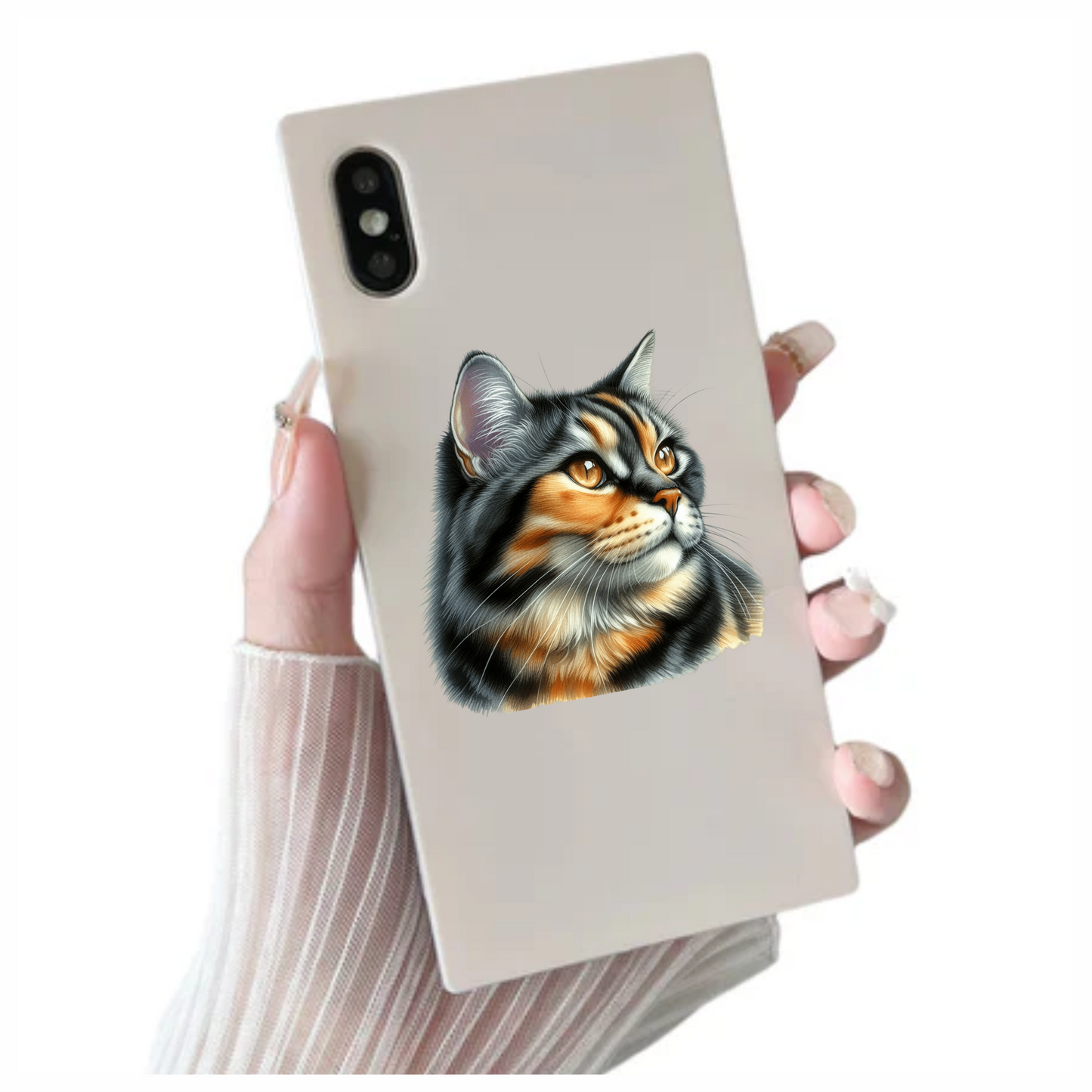 Black Tabby Cat With Golden Eyes Vinyl Sticker Decal