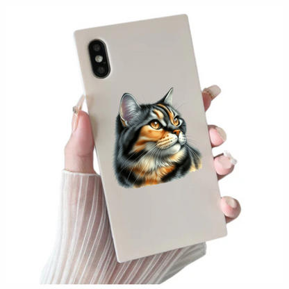 Black Tabby Cat With Golden Eyes Vinyl Sticker Decal