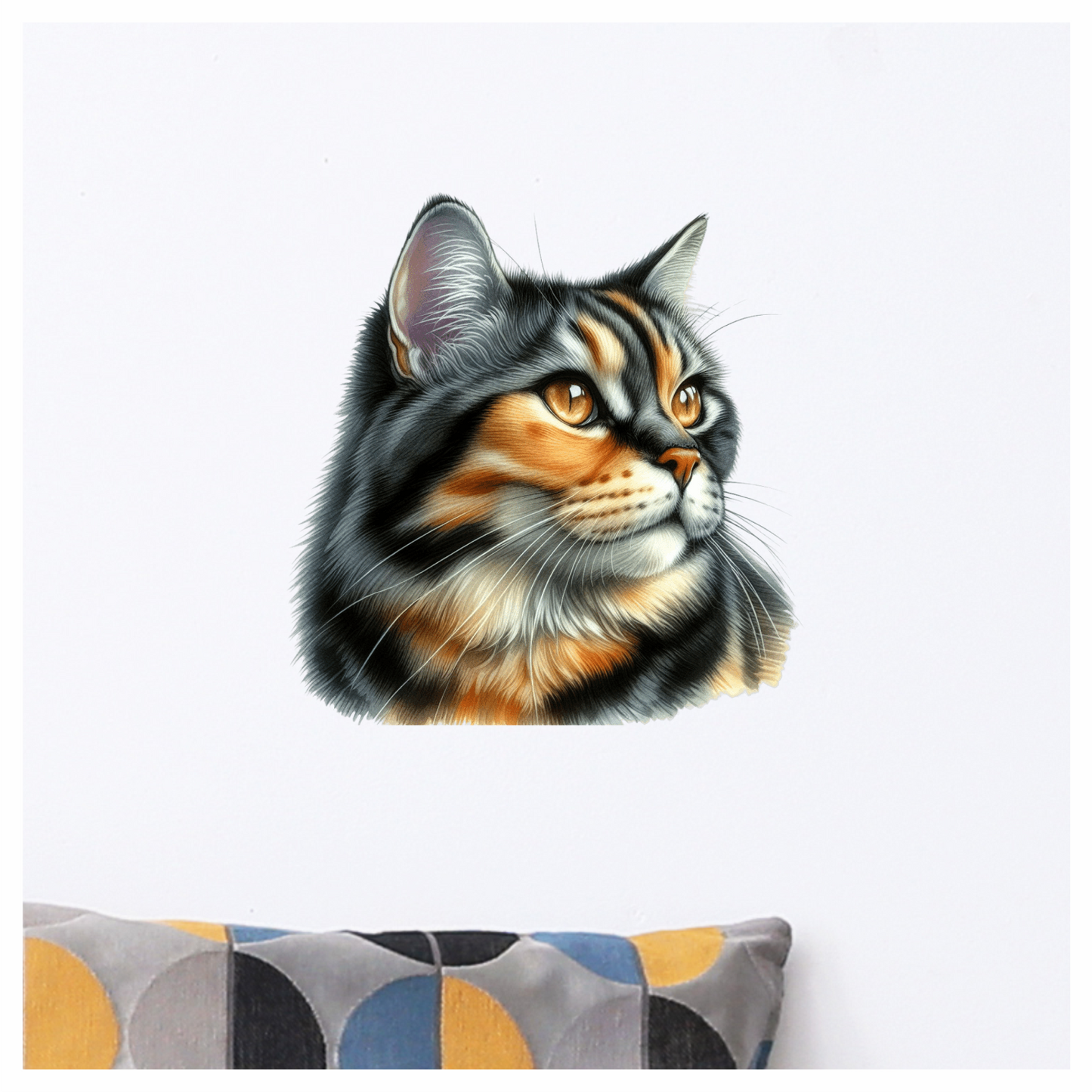 Black Tabby Cat With Golden Eyes Vinyl Sticker Decal