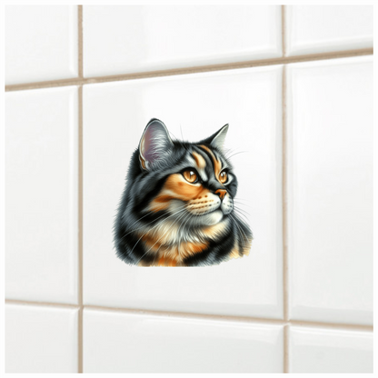 Black Tabby Cat With Golden Eyes Vinyl Sticker Decal
