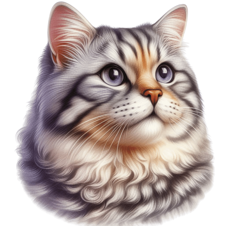 Gray Siberian Cat With Purple Eyes Vinyl Sticker Decal
