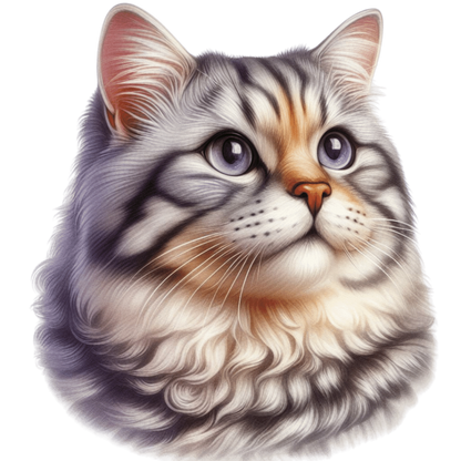 Gray Siberian Cat With Purple Eyes Vinyl Sticker Decal