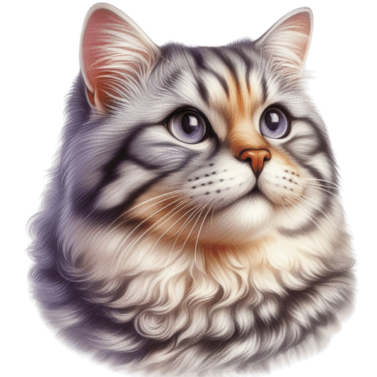 Gray Siberian Cat With Purple Eyes Vinyl Sticker Decal