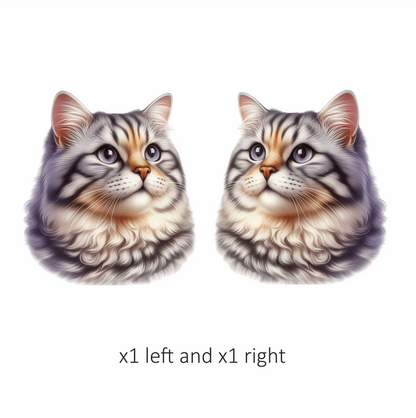 Gray Siberian Cat With Purple Eyes Vinyl Sticker Decal