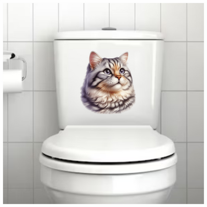 Gray Siberian Cat With Purple Eyes Vinyl Sticker Decal