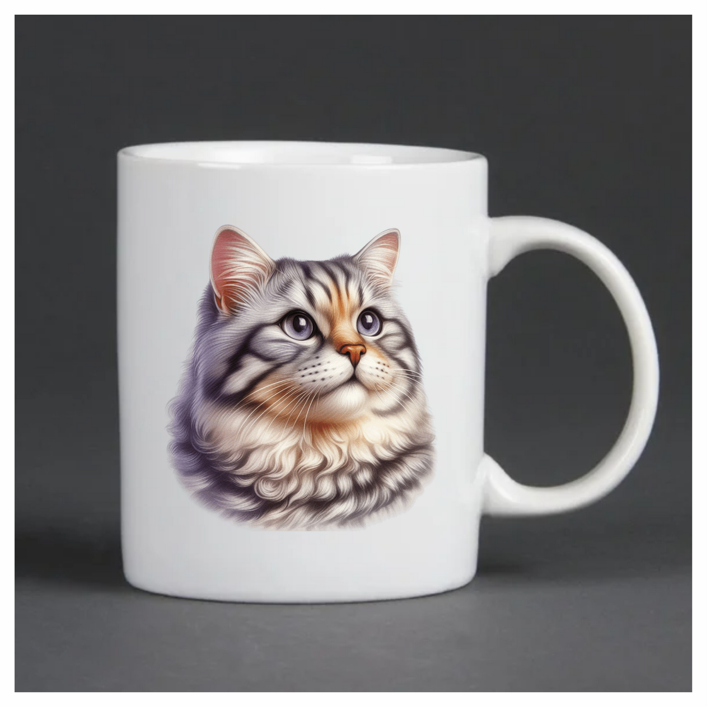 Gray Siberian Cat With Purple Eyes Vinyl Sticker Decal