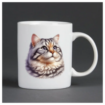 Gray Siberian Cat With Purple Eyes Vinyl Sticker Decal