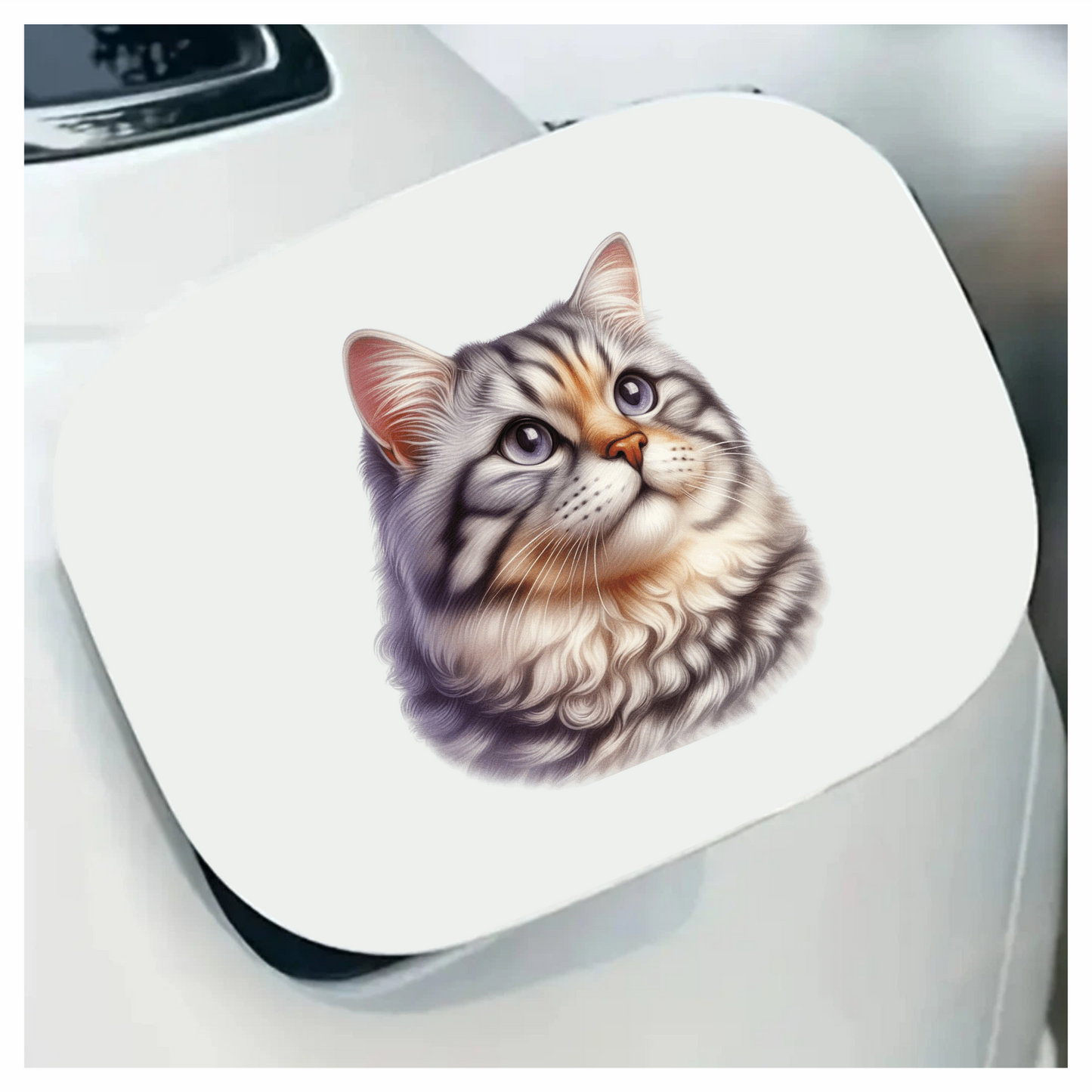 Gray Siberian Cat With Purple Eyes Vinyl Sticker Decal