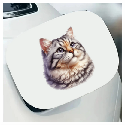Gray Siberian Cat With Purple Eyes Vinyl Sticker Decal