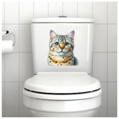 Brown Bengal Cat With Blue Eyes Vinyl Sticker Decal